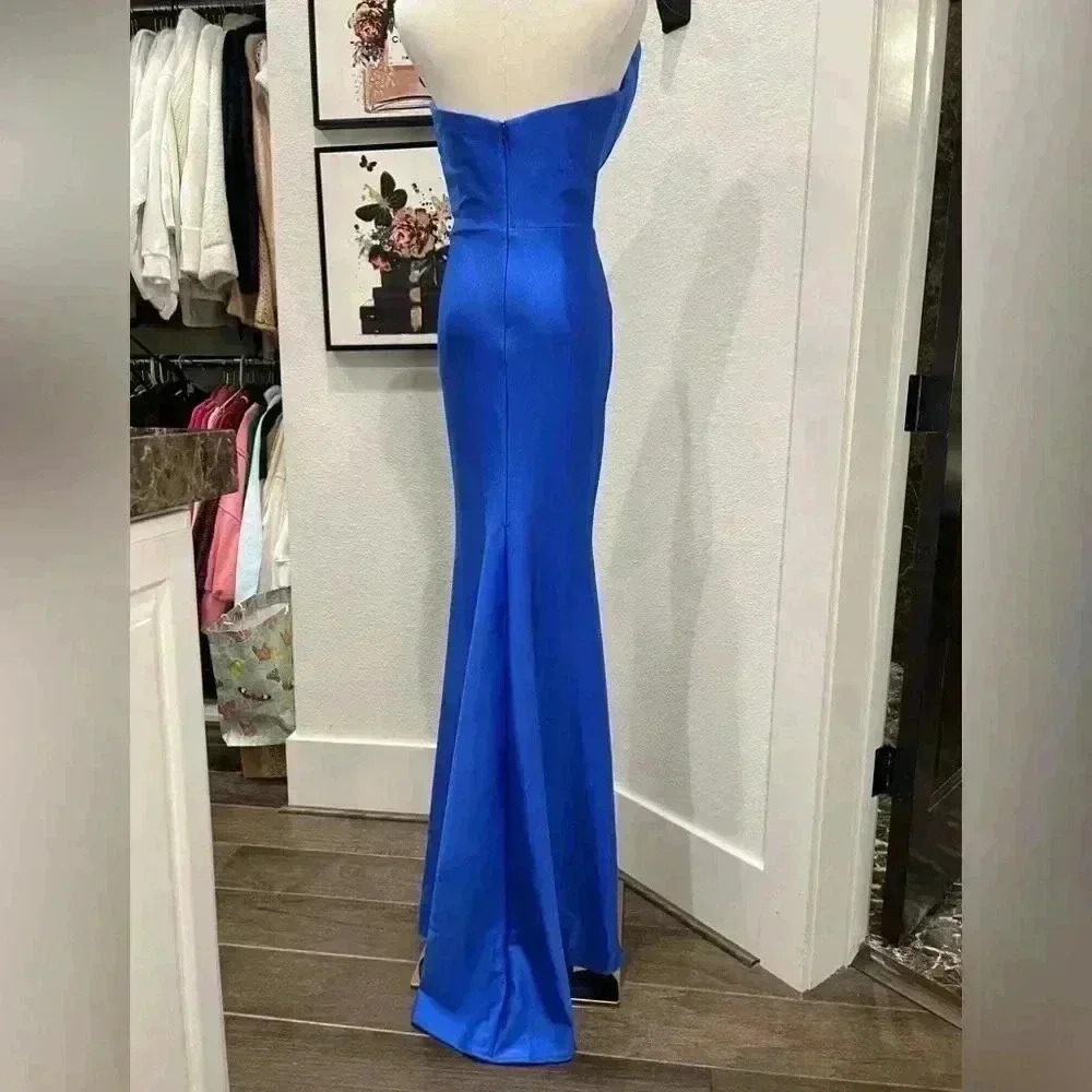 NWT NICOLE BAKTI STRAPLESS EVENING DRESS 7082 Size 8 Royal Blue - Picture 5 of 14